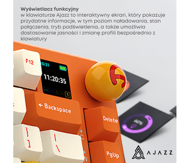 Ajazz AK820 MAX Avocado Switch Orange White RGB z ekranem - 1536369 - zdjęcie 10